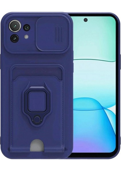 Xiaomi Mi 11 Lite Kılıf Zuma Kartvizitli Yüzüklü Silikon - Lacivert