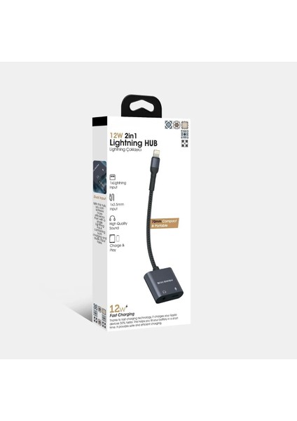 2 In 1 Lightning Hub Çoklayıcı Kablo Şarj ve Kulaklık Girişli Lightning Aux Dönüştürücü Çevirici fırsatları