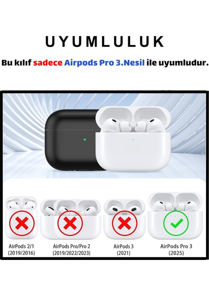 Pro 3.Nesil Uyumlu Siyah Silikon Kulaklık Kılıfı, Kulaklık İpi Ve 3'ü 1 Arada Temizleme Kalemi Seti fırsatları