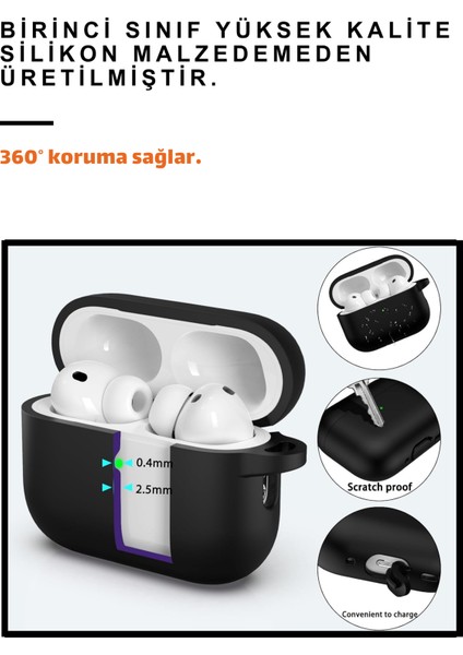 Pro 3.Nesil Uyumlu Siyah Silikon Kulaklık Kılıfı, Kulaklık İpi Ve 3'ü 1 Arada Temizleme Kalemi Seti indirimleri
