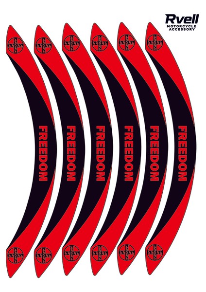 Rvell Arora Freedom Uyumlu Jant Şeridi Seti - 12 Parça ( Siyah - Kırmızı ) 005