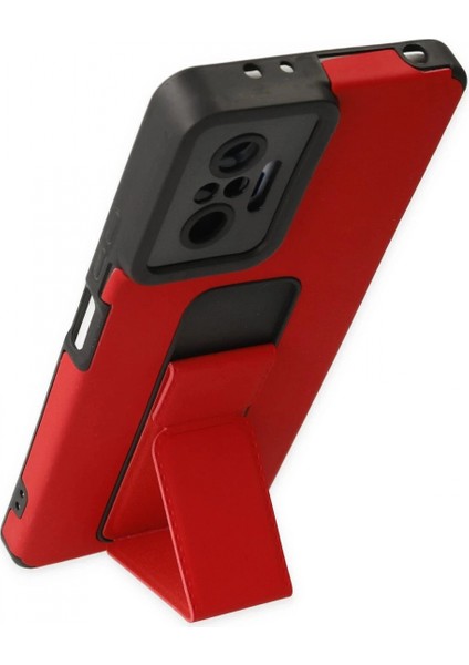 Xiaomi Redmi Note 10 Pro Kılıf Mega Standlı Silikon - Kırmızı modelleri