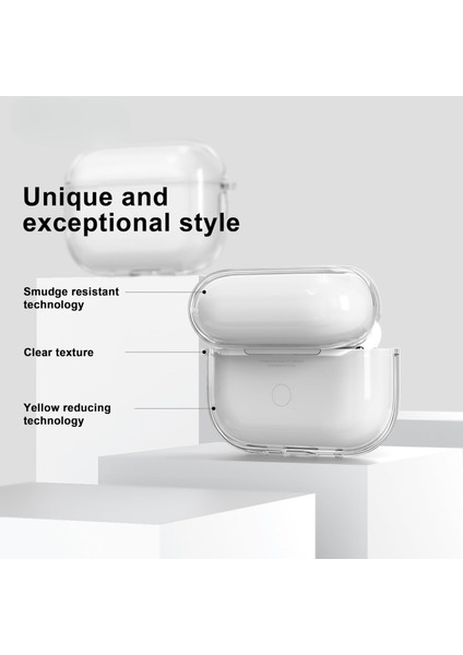 Pro 3.Nesil Uyumlu Şeffaf Premium Kulaklık Kılıfı, Kulaklık İpi ve 3'ü 1 Arada Temizleme Kalemi Seti