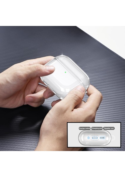 Pro 3.Nesil Uyumlu Şeffaf Premium Kulaklık Kılıfı, Kulaklık İpi ve 3'ü 1 Arada Temizleme Kalemi Seti