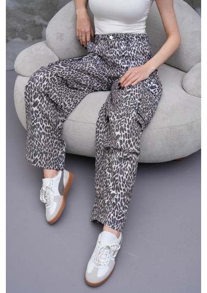 Leopar Desenli Kargo Pantolon fırsatları