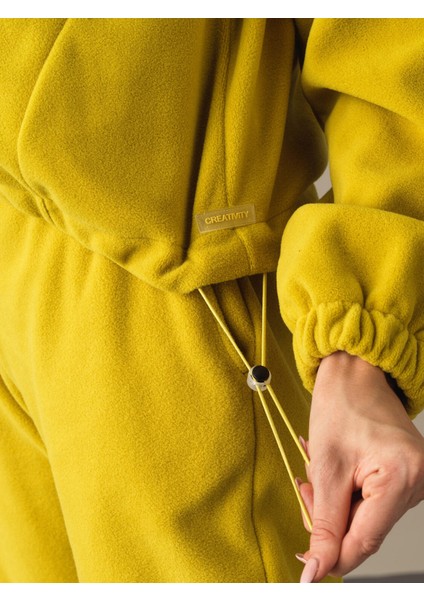 Kadın Sarı Oversize Polar Sweatshirt