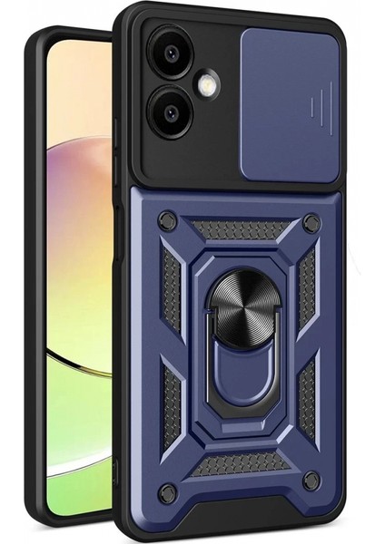 Samsung Galaxy A06 Kılıf Pars Lens Yüzüklü Silikon - Lacivert