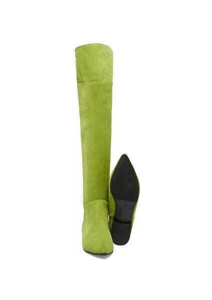 Yeşil Hakiki Süet Deri Kadın Klasik Çizme - K23K1CM66989-O48