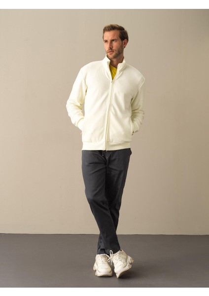 Erkek Ekru Regular Fit Sweatmont