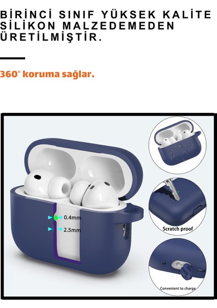 Pro 3.Nesil Uyumlu Lacivert Premium Silikon Kılıf, Kulaklık İpi Ve 3'ü 1 Arada Temizleme Kalemi Seti indirimleri
