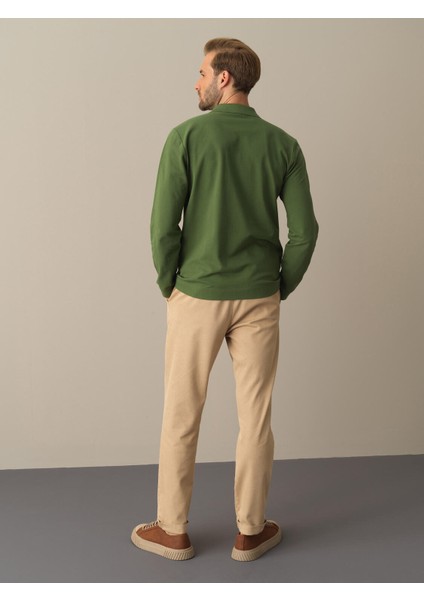 Erkek Yeşil Polo Yaka Fit Basic Tişört