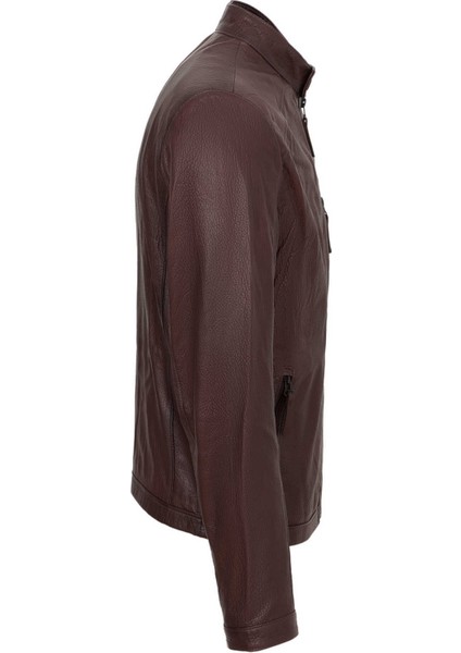 Bordo Hakiki Deri Erkek Hakiki Deri Mont - E22KDM310381-R4X