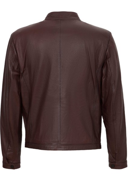 Bordo Hakiki Deri Erkek Hakiki Deri Mont - E22KDM310381-R4X