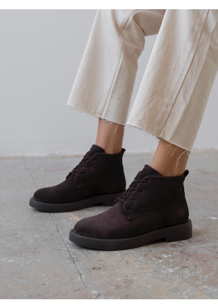 Bolen Kahve Süet Hakiki Deri Kadın Bot