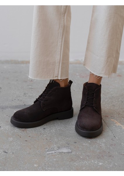 Bolen Kahve Süet Hakiki Deri Kadın Bot modelleri