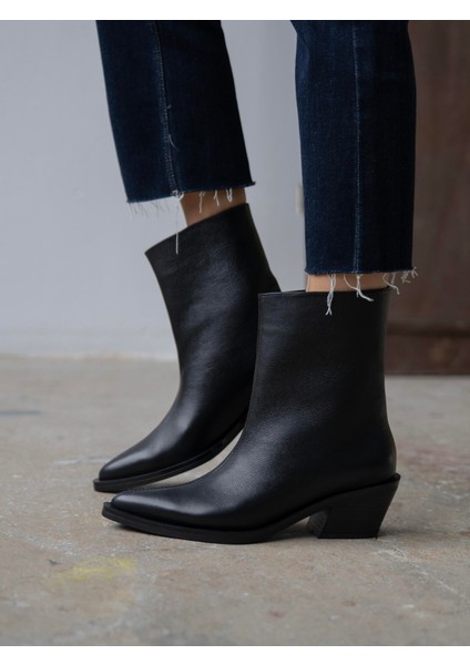 Piora Siyah Hakiki Deri Kadın Bot modelleri