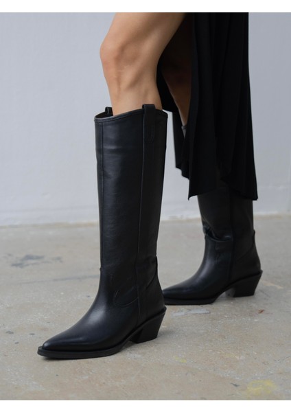 Emera Siyah Hakiki Deri Kadın Çizme fiyatları