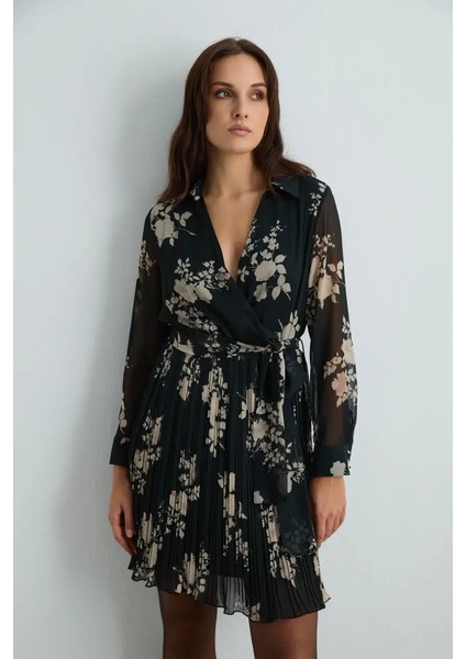 Anvelop Kesim Piliseli Elbise - Siyah modelleri