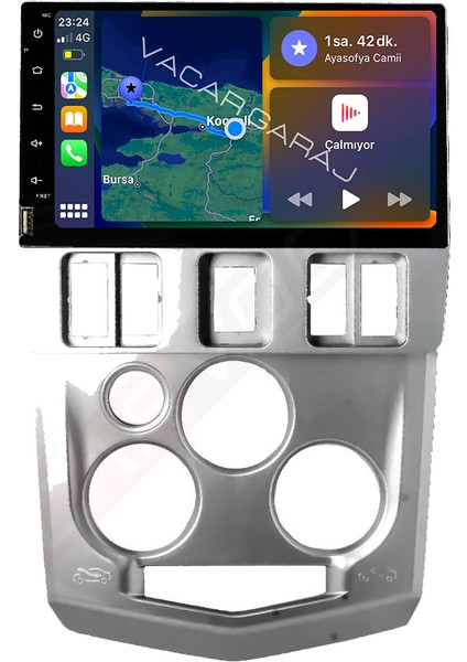 Dacıa Logan 2005-12 9" Uyumlu Androıd Multimedya Gerçek 2/32 Kablosuz Carplay Geri Görüş Kameralı