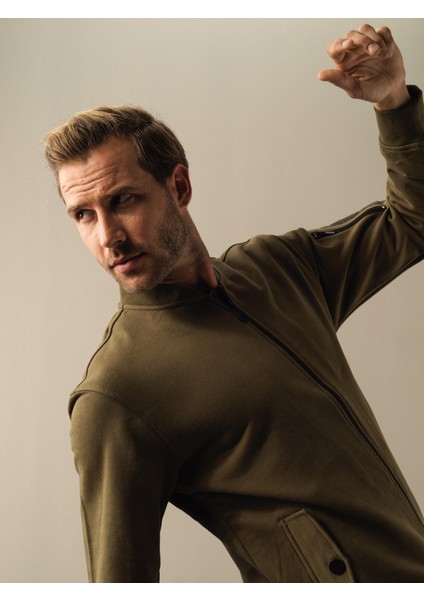 Erkek Haki Regular Fit Sweatmont