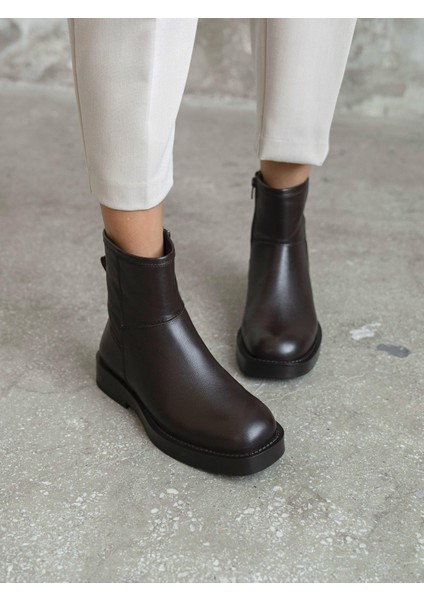 Esven Kahve Hakiki Deri Kadın Bot