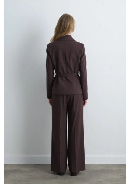Beli Kemerli Blazer Ceket - Kahverengi indirimleri