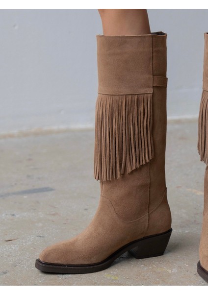 Zylo Camel Süet Hakiki Deri Kadın Çizme