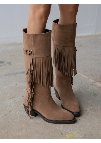 Zylo Camel Süet Hakiki Deri Kadın Çizme modelleri