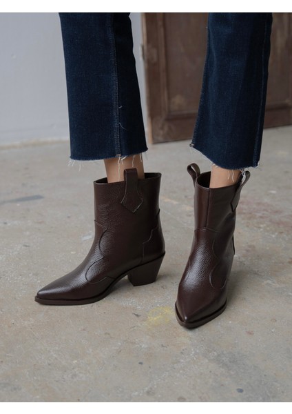Fron Kahve Hakiki Deri Kadın Bot fiyatları