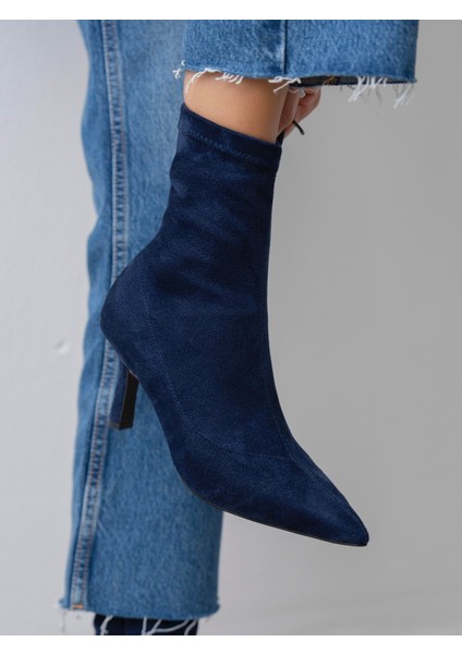 Dina Streç Lacivert Süet Bot modelleri