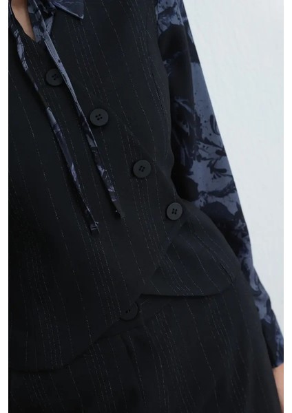 Anka Koleksiyonu Asimetrik Kesim Yünlü Yelek - Lacivert fiyatları