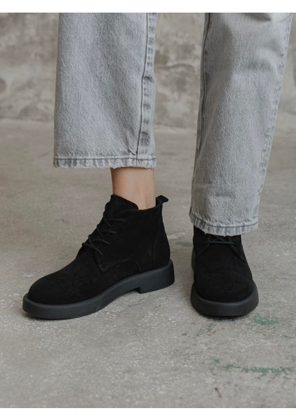 Bolen Siyah Süet Hakiki Deri Kadın Bot modelleri