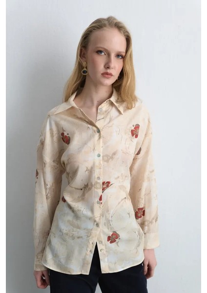 Anka Koleksiyonu Lyocell Gömlek - Ekru fırsatları