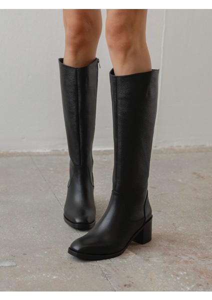 Rugani Siyah Hakiki Deri Çizme modelleri