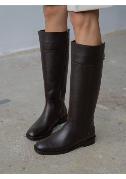 Zolena Kahve Hakiki Deri Kadın Çizme modelleri