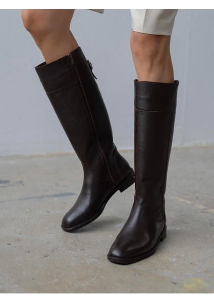 Zolena Kahve Hakiki Deri Kadın Çizme fırsatları