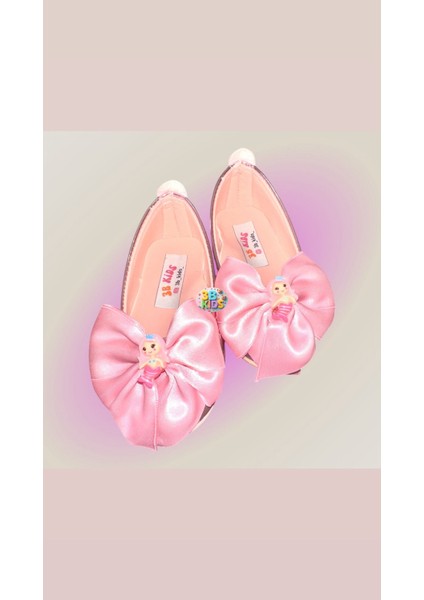 Deniz Kızı Babet Ayakkabı Pembe Fiyonklu Babet Doğum Günü Parti Ayakkabı Düğün Davet Ayakkabı