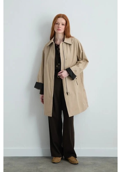Fermuarlı Koton Trençkot - Bej fırsatları
