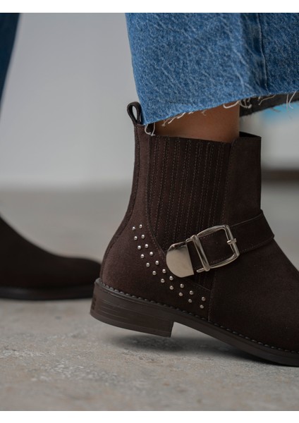 Novan Kahve Süet Hakiki Deri Kadın Bot modelleri