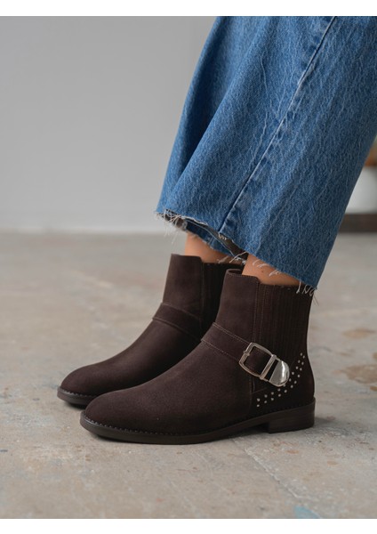 Novan Kahve Süet Hakiki Deri Kadın Bot indirimleri