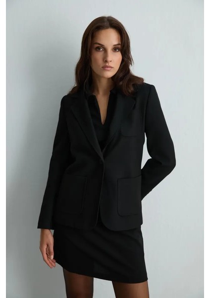 Yünlü Blazer Ceket - Siyah fiyatları