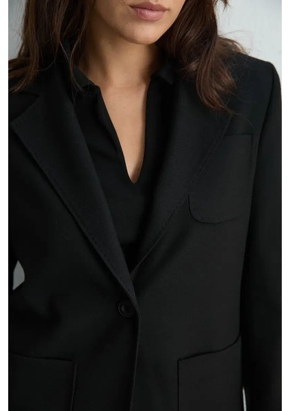 Yünlü Blazer Ceket - Siyah modelleri