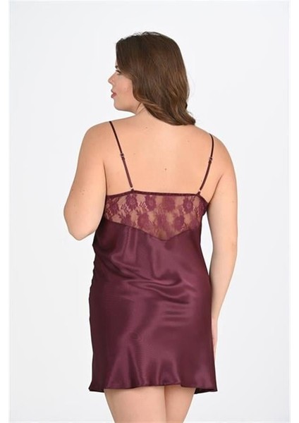 Arias Closet Büyük Beden Mürdüm Gecelik 2108