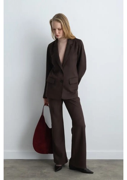 Süet Blazer Ceket - Kahverengi