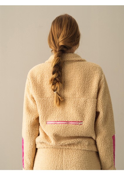 Kadın Bej Oversize Polar Sweatmont