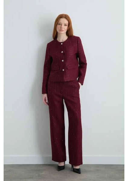 Sıfır Yakalı Tuvit Ceket - Bordo fırsatları