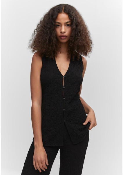 Polo Yakalı Dokuma Yelek