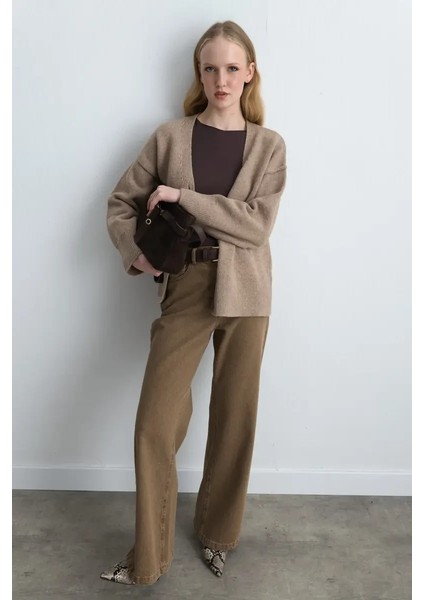 Yünlü Triko Hırka - Bej modelleri