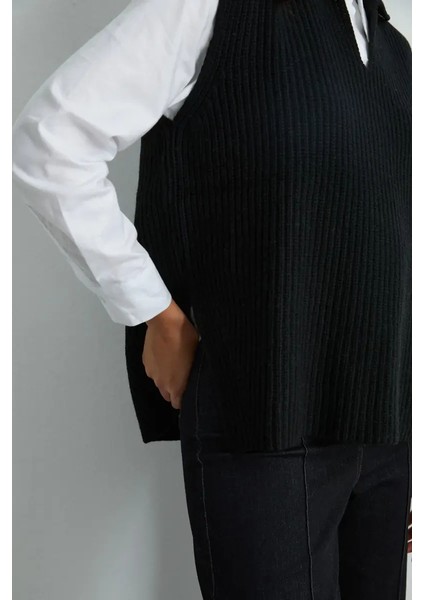 Yünlü Triko Süveter - Siyah fırsatları