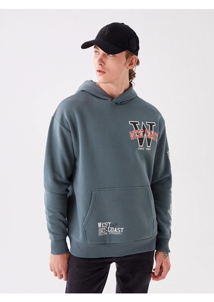 Xsıde Yeşil Uzun Kollu Baskılı Erkek Kalın Hoodie fiyatları